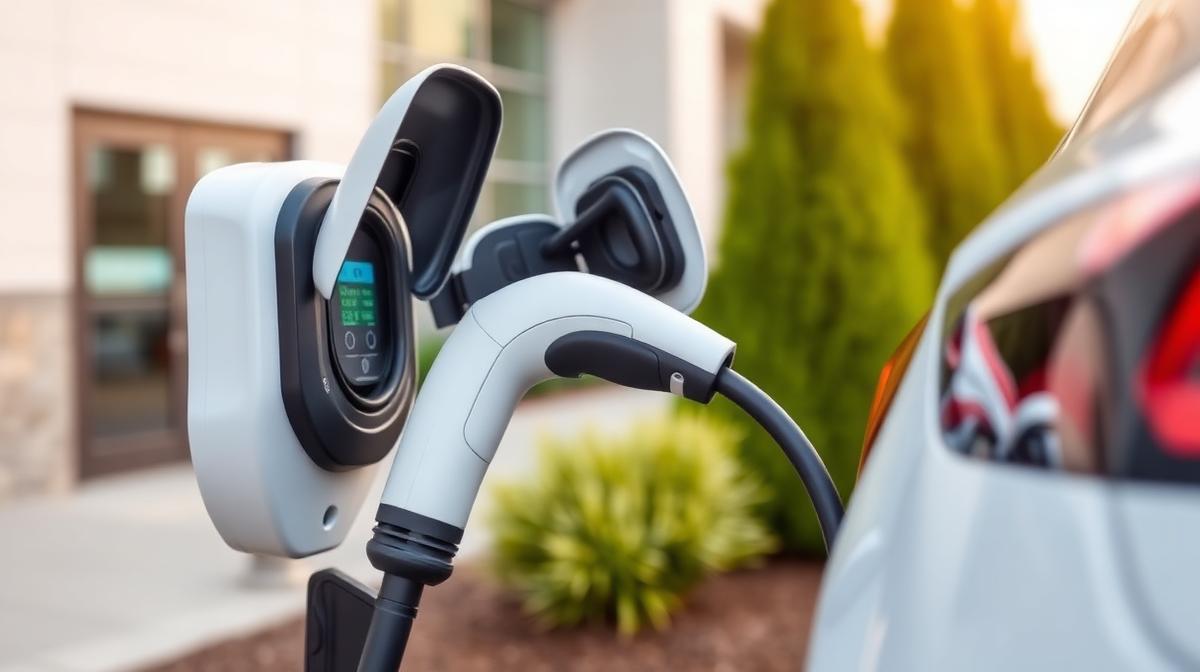 EV charger plug being connected to an electric vehicle